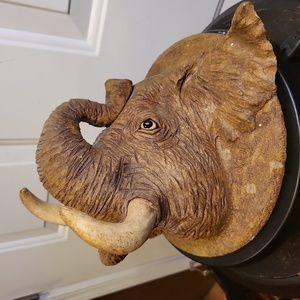 Vintage Studio Pottery Ceramic Elephant Head with Chop Mark Mid-century Modern